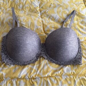 SO Women's Heather Gray Lace Trim Bra